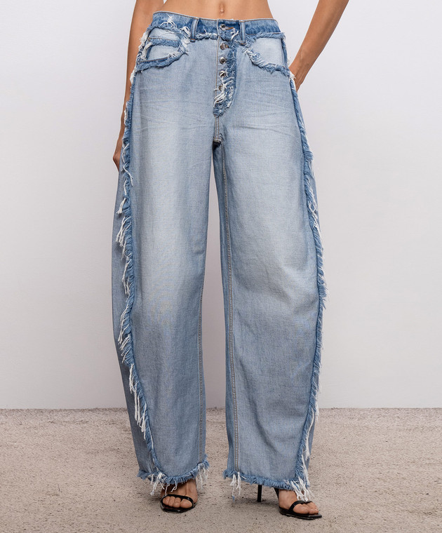 Alexander Wang Голубые джинсы-бананы с эффектом изнанки 4DC3264132 изображение 3