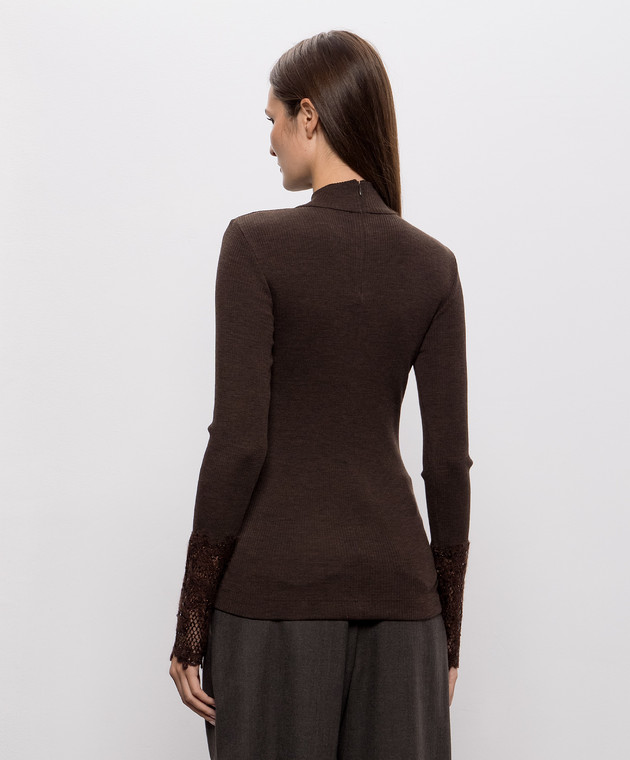 Brunello Cucinelli Коричневий гольф з вовни в рубчик MD998B3X04 зображення 4