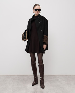 Twinset Коричнева сукня з вовною в рубчик 252TT3140