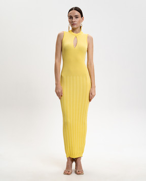 Balmain Жовта сукня в рубчик GF1RJ220KJ45