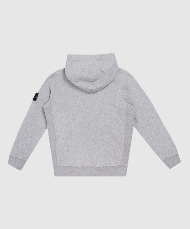 Stone Island Дитяче сіре утеплене худі з патчем логотипа L2S166100004S0M201012 зображення 2