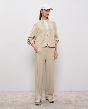 Brunello Cucinelli Бежевая спортивная куртка с люрексом MP930SN906