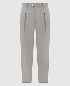 Brunello Cucinelli Сірі штани з вовни з патчем MH2443030F