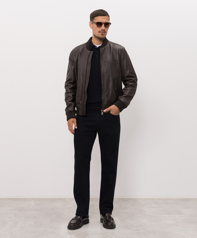 Trussardi Синее поло из шерсти в узор M0148000112NMK646K36 изображение 2