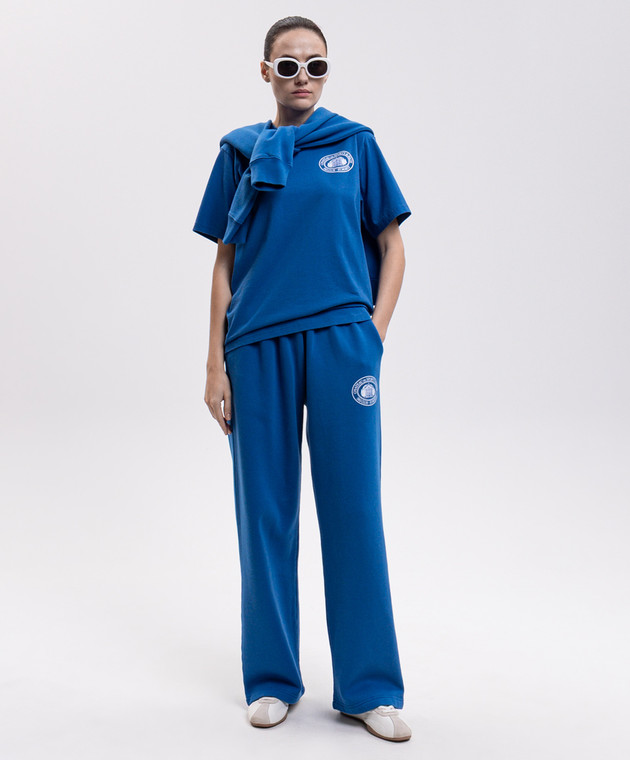 Sporty & Rich Синие спортивные брюки с принтом PA08882279BL164 изображение 2