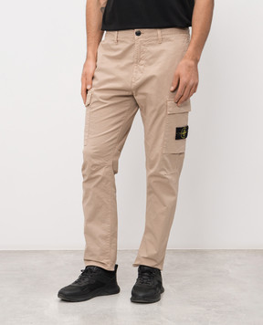 Stone Island Бежеві штани карго з патчем логотипа L1S153100032S0A10
