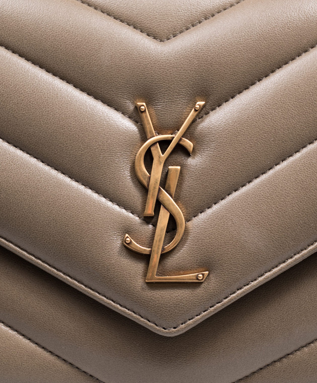 Saint Laurent Кожаная сумка LOULOU цвета хаки 801439AAEAX изображение 4