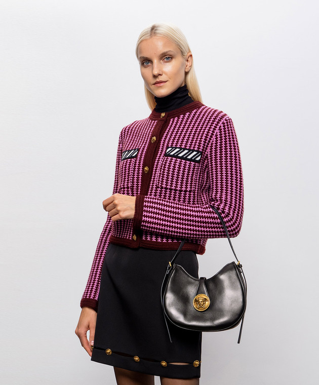 Versace Черная кожаная сумка Emblème 10261991A17449 изображение 2