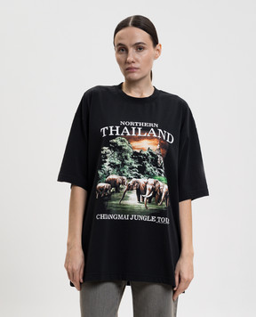 Vetements Чорна футболка Northern Thailand ME76TR241Bw