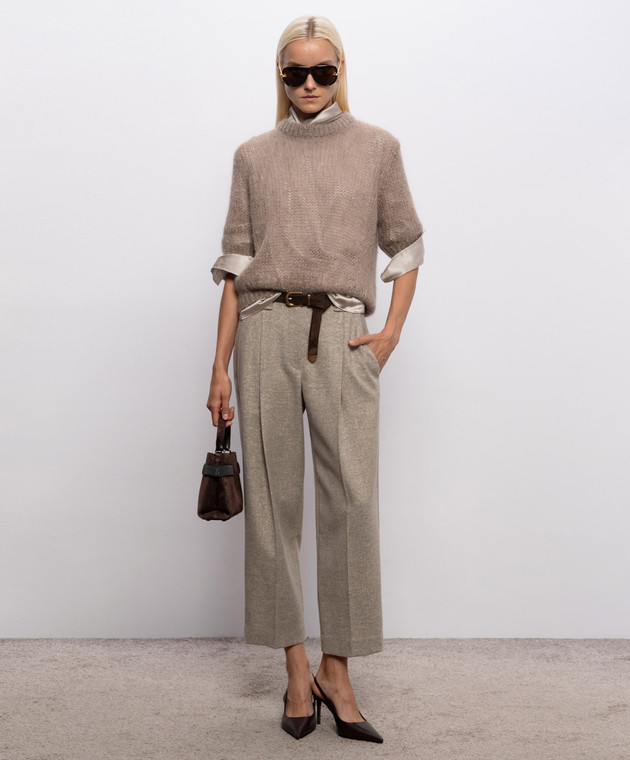 Brunello Cucinelli Бежевая блуза из шелка с драпировкой M0C59B1T14 изображение 2