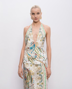 MANTERO 1902 Топ Erita кольору айворі із шовку в принт 1079F0030G0880E