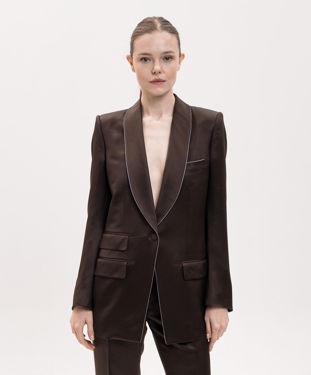 Tom Ford Коричневий жакет з шовку GI3080FAX1744 зображення 3