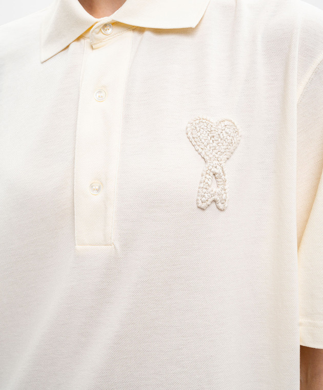 Ami Paris Поло кольору айворі з нашивкою емблеми UPL428JE0221w зображення 5