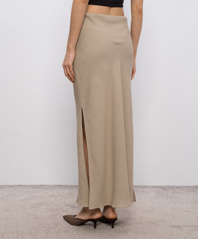 Brunello Cucinelli Бежевая юбка макси с льном MH126G3396 изображение 4