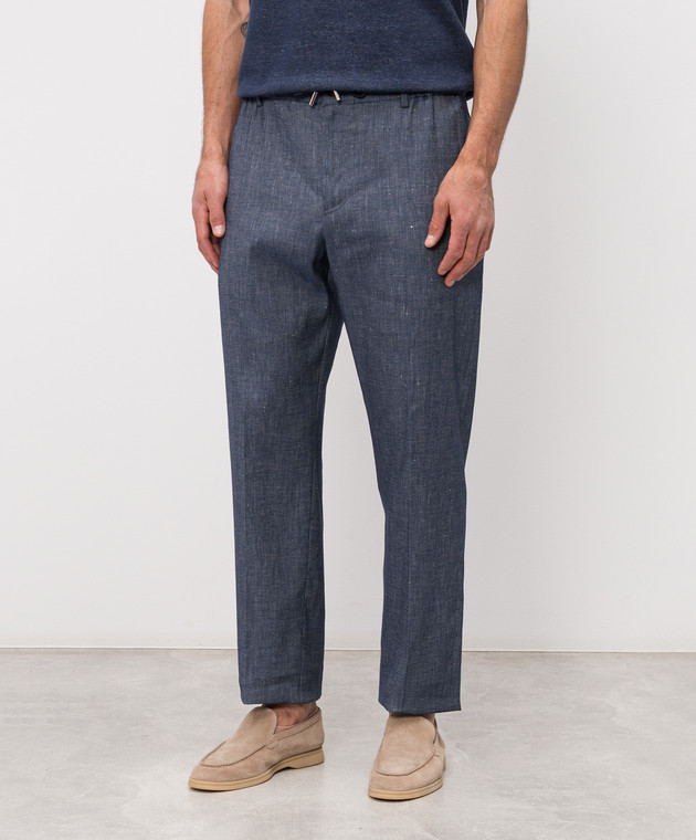 MooRER Синие брюки ADAMSON с льном ADAMSONFSW изображение 3