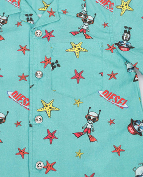 Diesel Дитяча зелена сорочка Mcalyb в принт K00791KXBS6