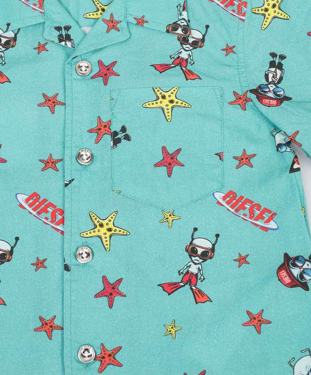 Diesel Дитяча зелена сорочка Mcalyb в принт K00791KXBS6 зображення 3