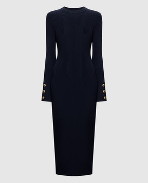 Twinset Синее платье миди в рубчик 262TP3400