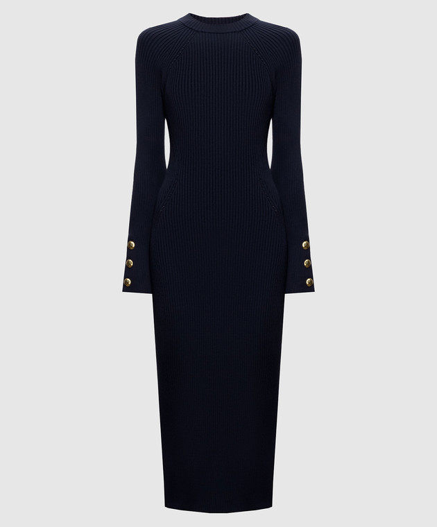 Twinset Синее платье миди в рубчик 262TP3400