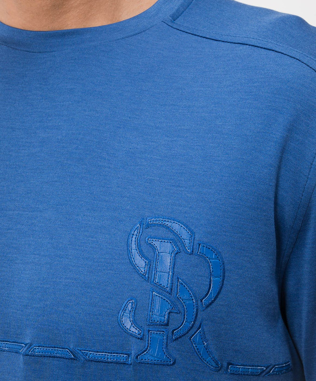 Stefano Ricci Синя футболка з шовком MVH6100140KATBP зображення 4