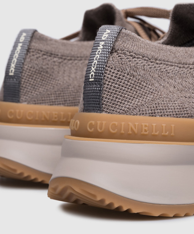 Brunello Cucinelli Коричневі утеплені кросівки з вовни MZUWLBO253 зображення 5