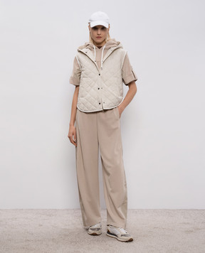 Brunello Cucinelli Бежево худи с короткими рукавами MN05NSW409