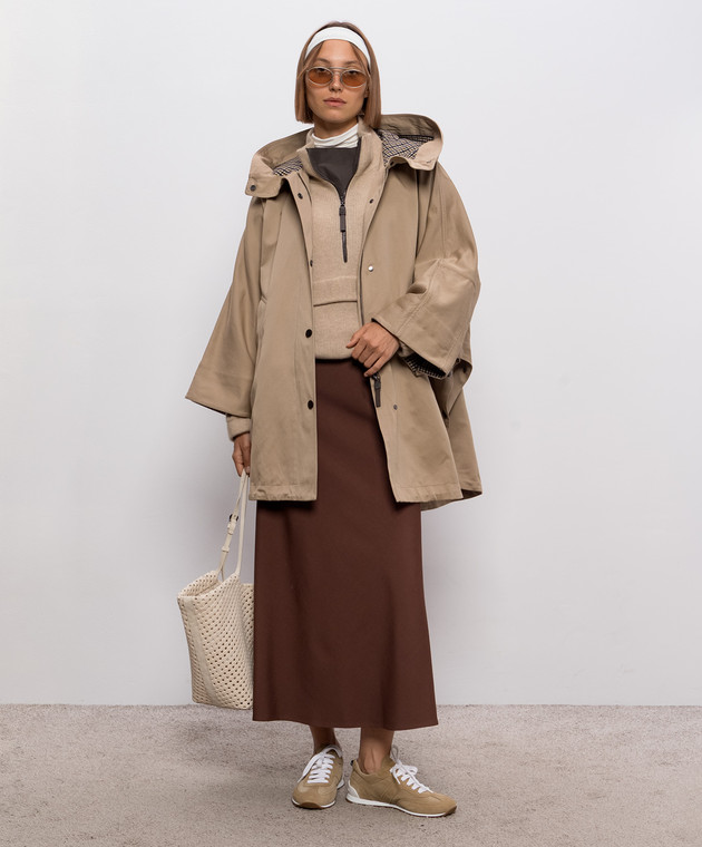 Brunello Cucinelli Коричнева спідниця міді з вовною MP143G3634 зображення 2