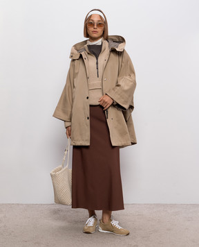 Brunello Cucinelli Коричнева спідниця міді з вовною MP143G3634