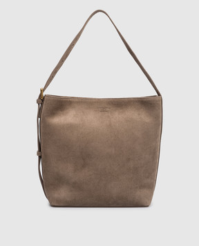 Christian Villa Коричневая замшевая сумка с тиснением логотипа 06448