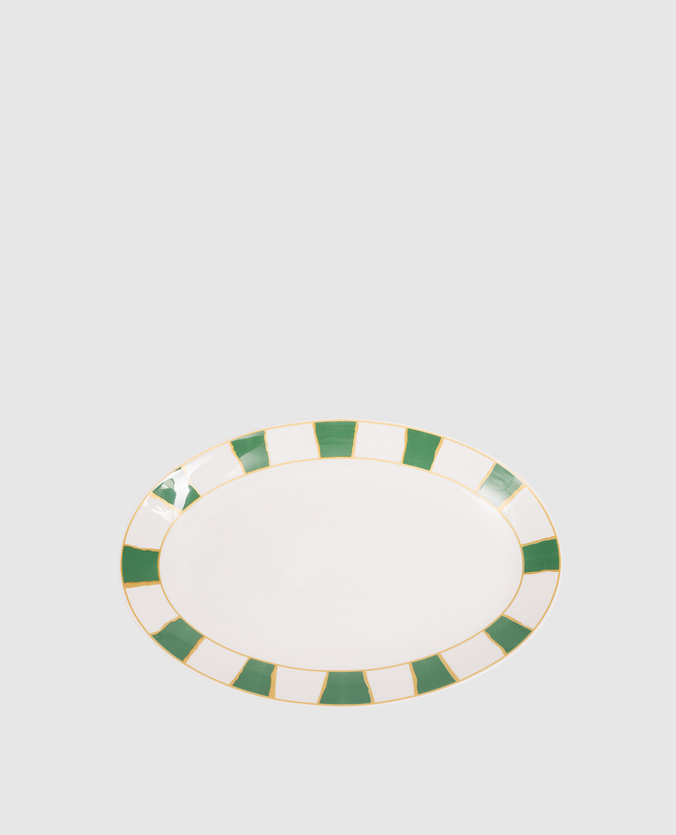 

Белая овальная фарфоровая тарелка Striche Verdi e Oro, Белый, Посуда