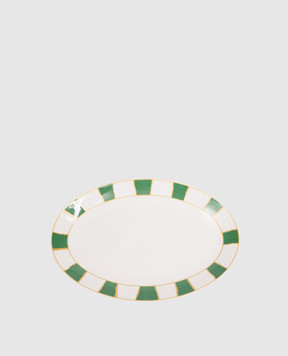 Geminiano Cozzi 1765 Біла овальна порцелянова тарілка Striche Verdi e Oro TTCFL20329036