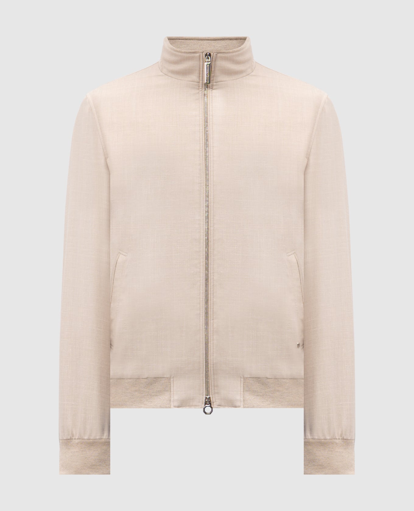 Бежевая куртка из шерсти, шелка и льна