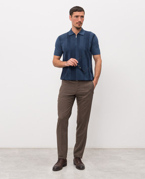 Bertolo Cashmere Синє поло у візерунок смужка 902541002543