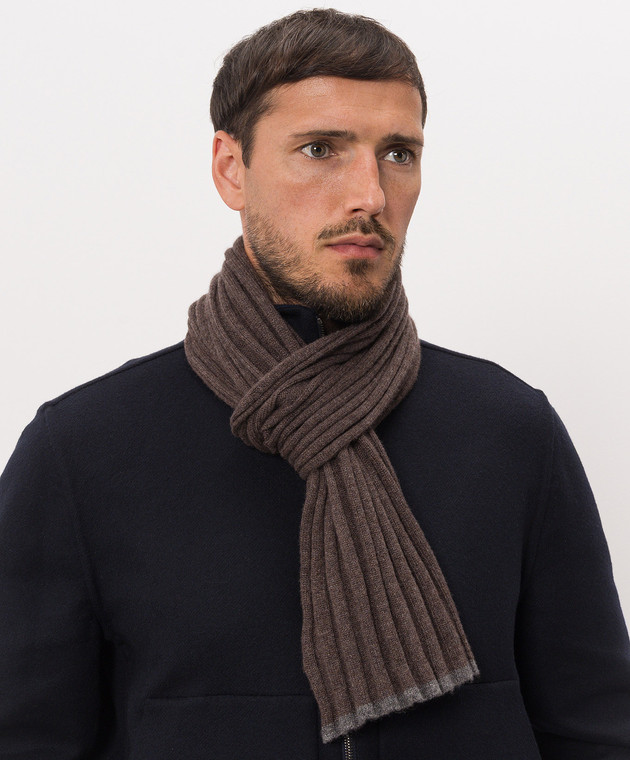 Brunello Cucinelli Коричневый шарф из кашемира M2240819 изображение 2