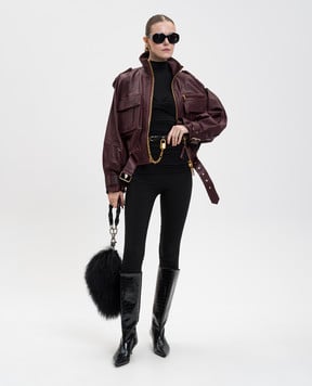 Balmain Бордова шкіряна куртка FF0TF510LE05