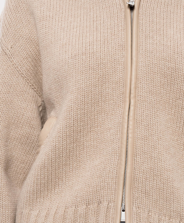 Simkhai Бежевий кардиган Zorina з вовни і кашеміру з хутром 5266050K зображення 5