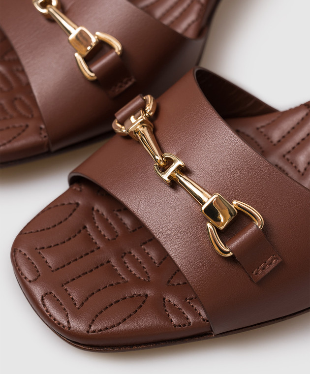 Doucal's Коричневые кожаные босоножки DD8885DAISUF073 изображение 5