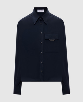 Brunello Cucinelli Синяя рубашка с цепочкой мониль M0091MY506