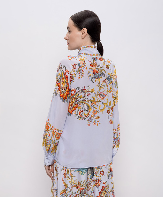 Etro Голубая блузка из шелка в принт WRJA009199SP1N6 изображение 4