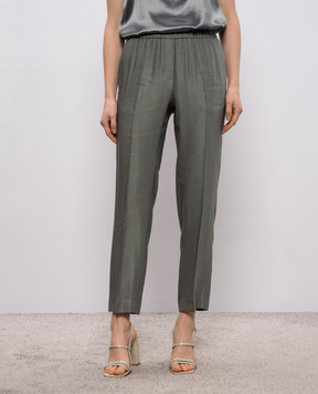 Peserico Зелені штани з льоном з ланцюжком P0417801921