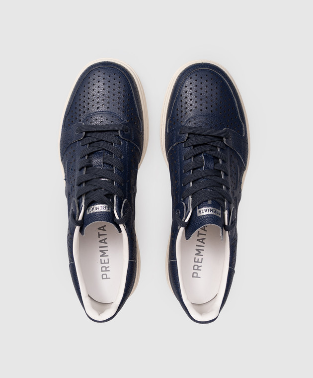 Premiata Сині шкіряні кросівки QUINN з перфорацією QUINN зображення 4