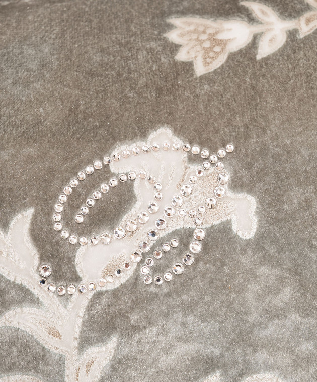 Blumarine Home Серая декоративная велюровая подушка с кристаллами Swarovski 42х42 H0000210108 изображение 3