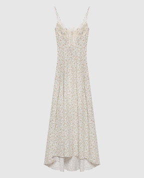 Ermanno Scervino Біла сукня максі із шовку в квітковий принт D482Q375APXWE
