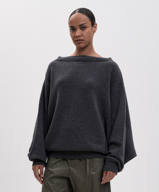 Maison Margiela MM6 Серый свитер с шерстью с вышивкой логотипа S52DA0100M13287 изображение 3