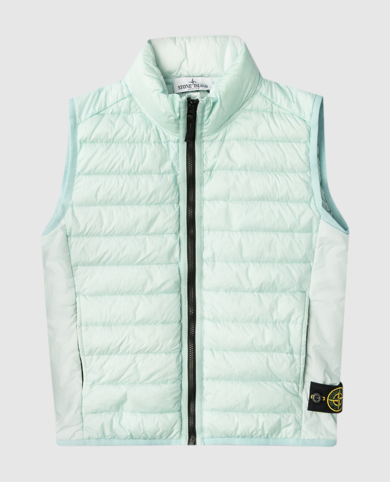 

Детский голубой пуховый жилет с логотипом, Жилеты