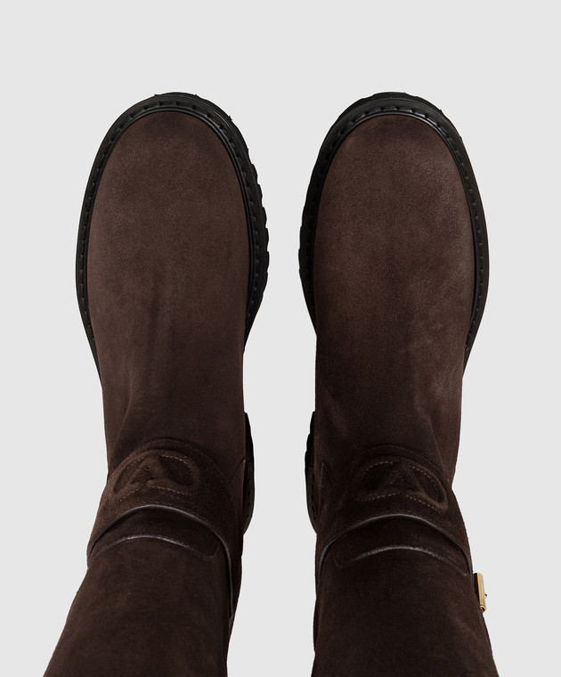 Valentino Коричневые замшевые сапоги VLogo 9W2S0QA3EFG изображение 4