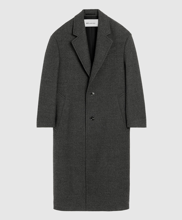 Ami Paris Серое пальто из шерсти HCO481WV0078