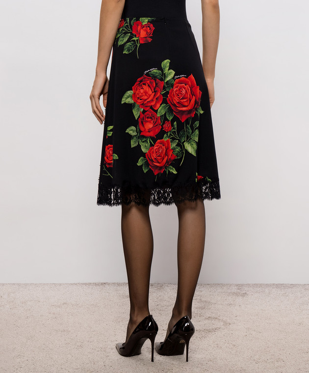 Dolce&Gabbana Чорна спідниця з шовком з мереживом F4DE2TFSA9R зображення 3