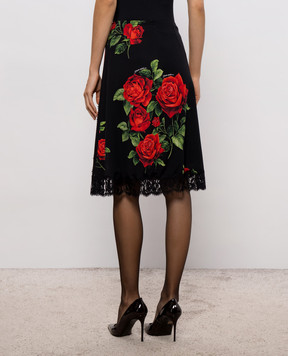 Dolce&Gabbana Черная юбка с шелком с кружевом F4DE2TFSA9R