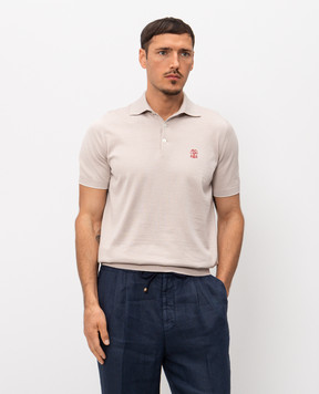 Brunello Cucinelli Бежеве поло з вишивкою емблеми M29800195